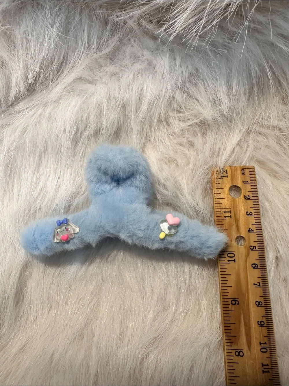 Set of 5‎ Fuzzy Cartoon Hair Clips - Pink, Lilac, Peach, Beige, Blue